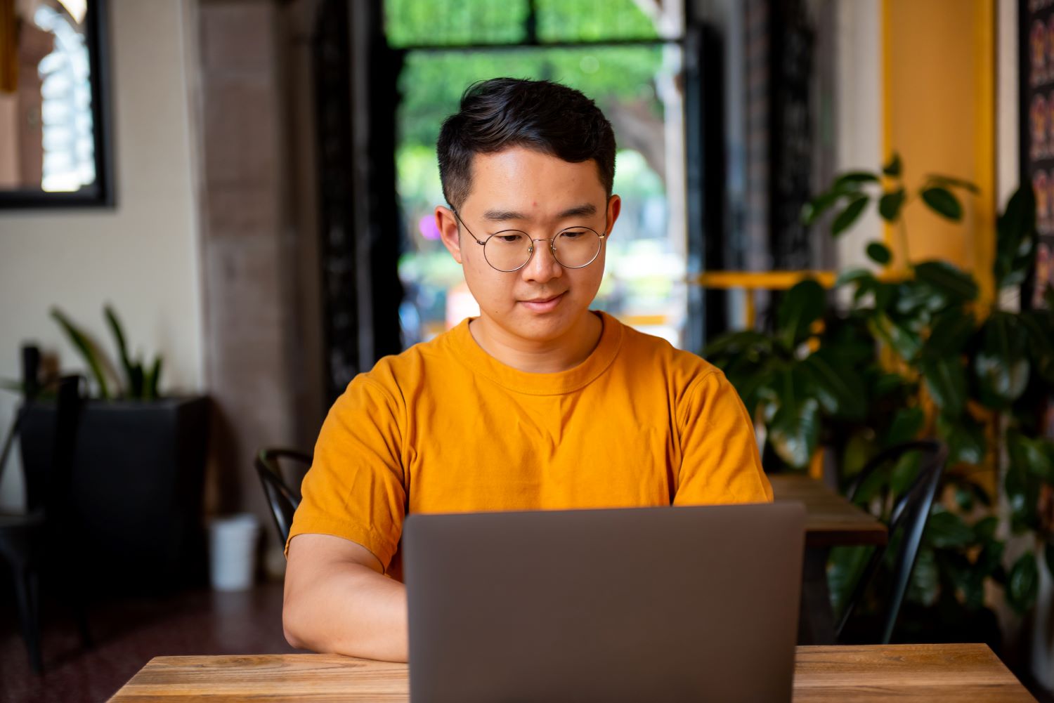 Employee working on laptop