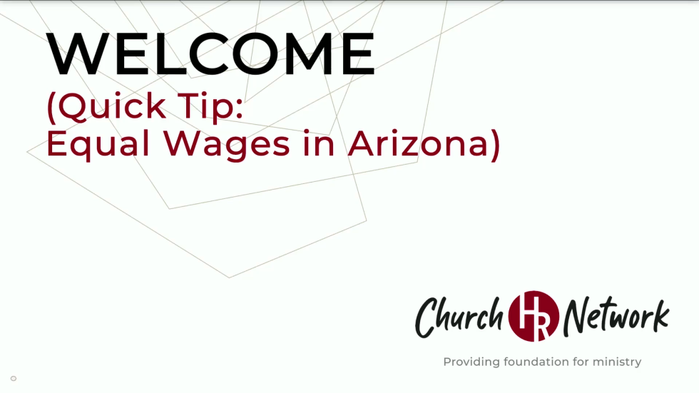 Quick Tip Equal Wages in Arizona Church HR Network